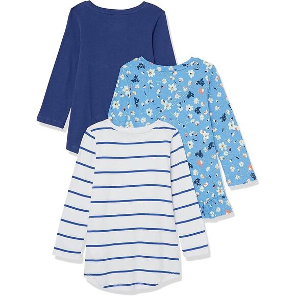 NWT New 3 Amazon Essentials Girls' Long-Sleeve Tunic T-Shirts Youth Size Small - Picture 2 of 6